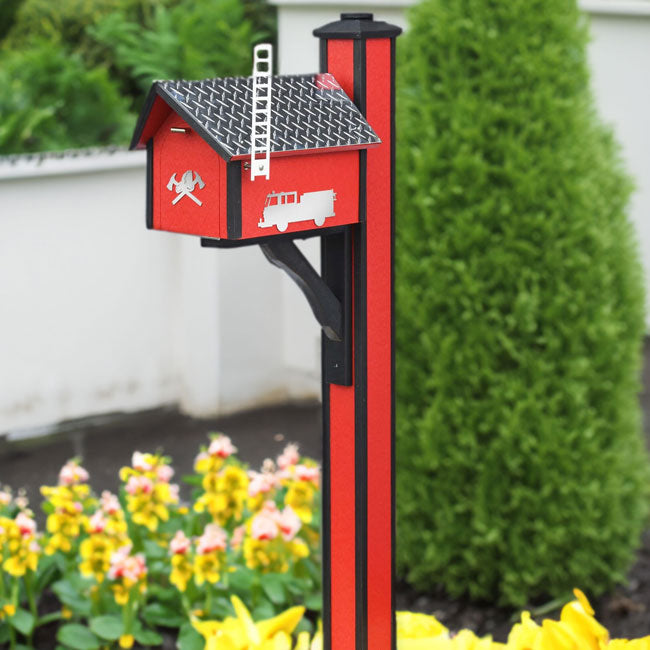 Amish Recycled Plastic Deluxe Mailbox, Fire Department