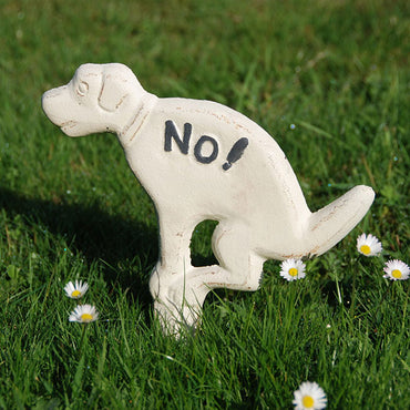 Esschert Design Cast Iron "NO!" Pooping Yard Sign, White