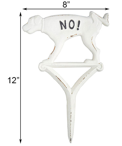 Esschert Design Cast Iron "NO!" Peeing Yard Sign, White