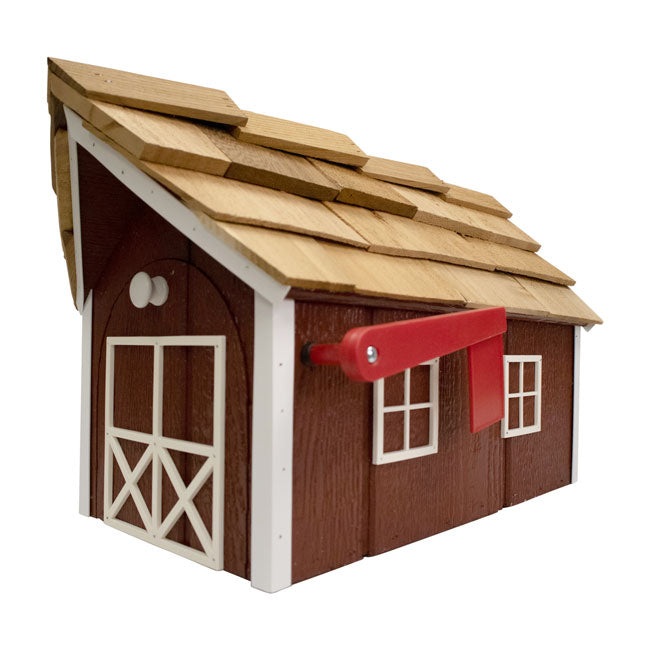 Bird In Hand Amish Made Barn Style Mailbox, Red