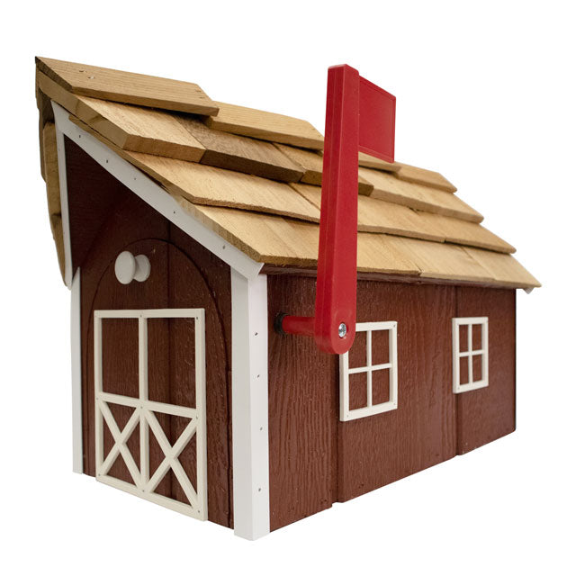 Bird In Hand Amish Made Barn Style Mailbox, Red