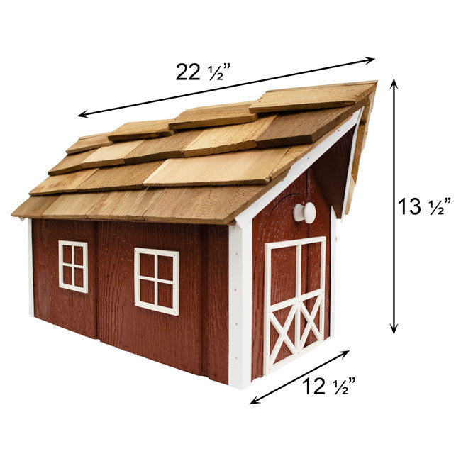 Bird In Hand Amish Made Barn Style Mailbox, Red