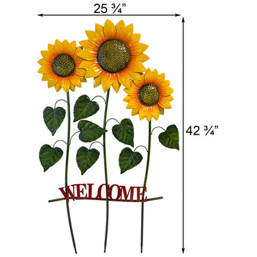 Land & Sea Tall Metal Triple Sunflowers Welcome Yard Art