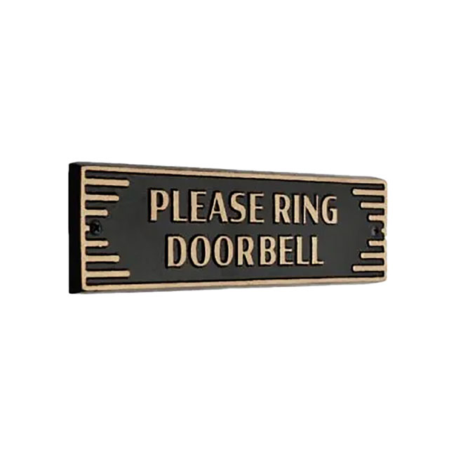 Whitehall Door Art Deco Plaque, Please Ring Doorbell