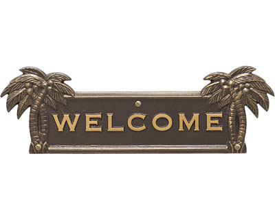 Whitehall Palm Tree Welcome Wall Plaque, Bronze/Gold
