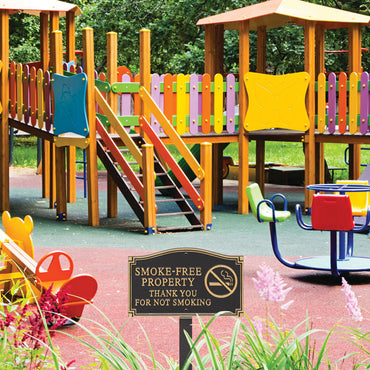 Whitehall Smoke Free Property Plaque w/Graphic, Black/Gold