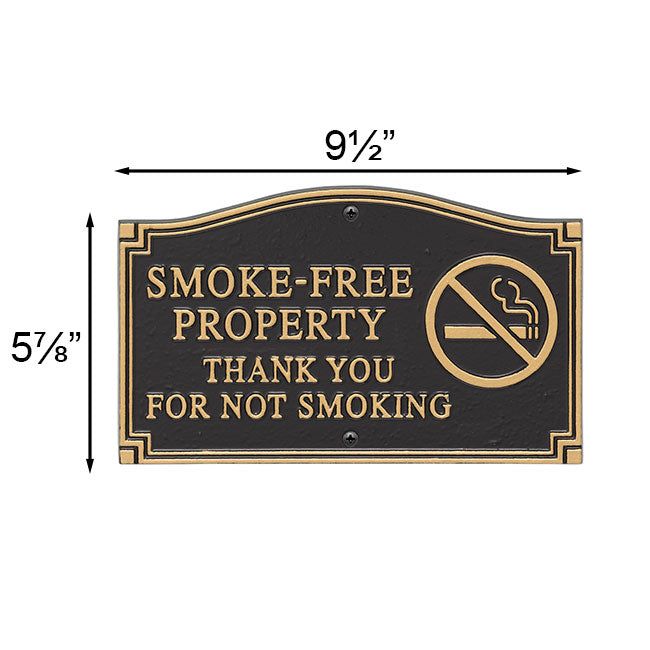 Whitehall Smoke Free Property Plaque w/Graphic, Black/Gold