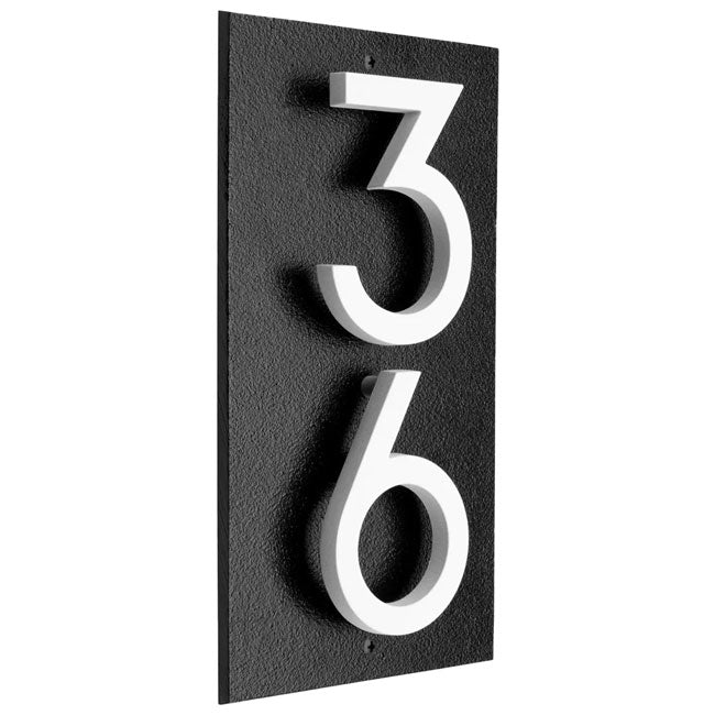 Whitehall Stand-Off Vertical Sign, Black/White, 2 Digits