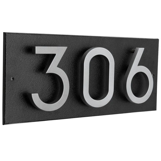 Whitehall Stand-Off Horizontal Sign, Black/Silver, 3 Digits