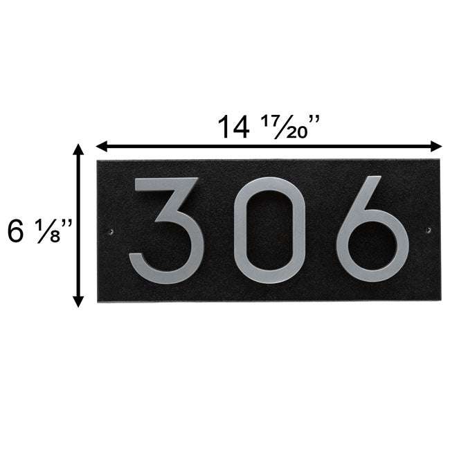 Whitehall Stand-Off Horizontal Sign, Black/Silver, 3 Digits