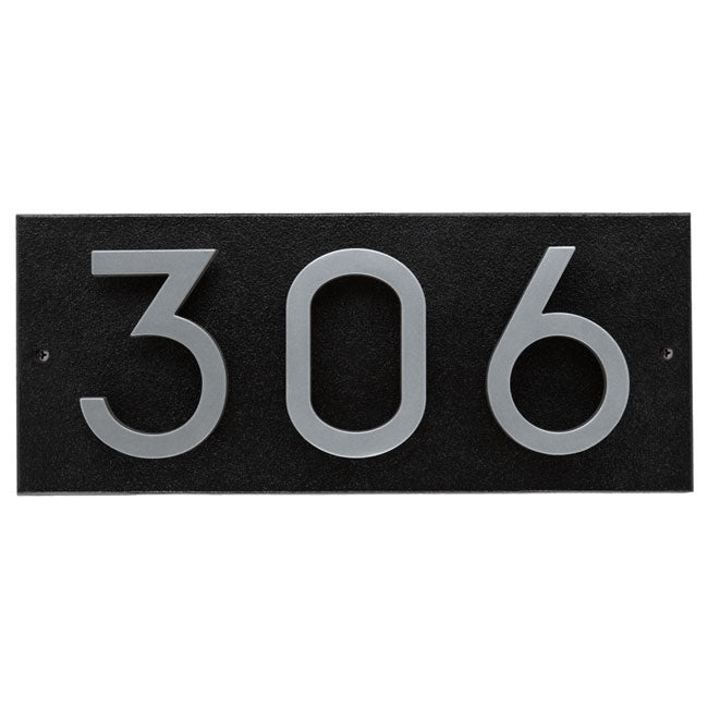 Whitehall Stand-Off Horizontal Sign, Black/Silver, 3 Digits