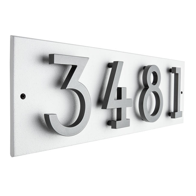 Whitehall Stand-Off Horizontal Sign, White/Silver, 4 Digits