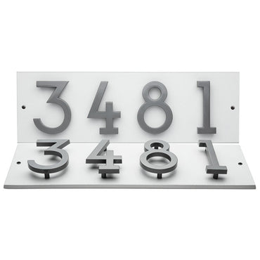 Whitehall Stand-Off Horizontal Sign, White/Silver, 4 Digits