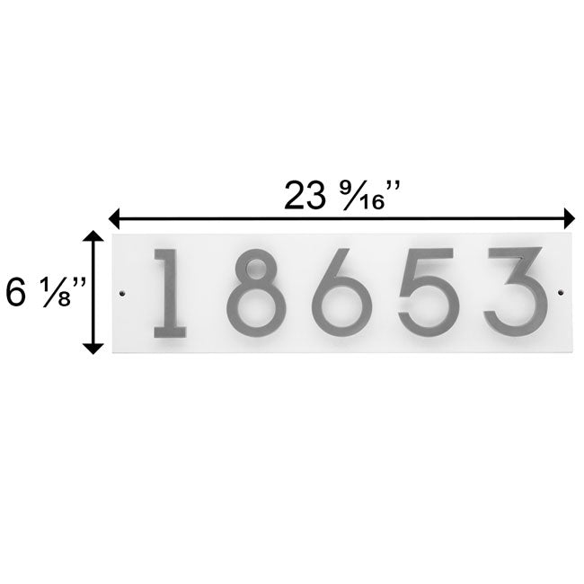 Whitehall Stand-Off Horizontal Sign, White/Silver, 5 Digits
