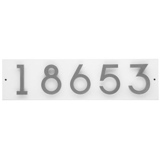 Whitehall Stand-Off Horizontal Sign, White/Silver, 5 Digits