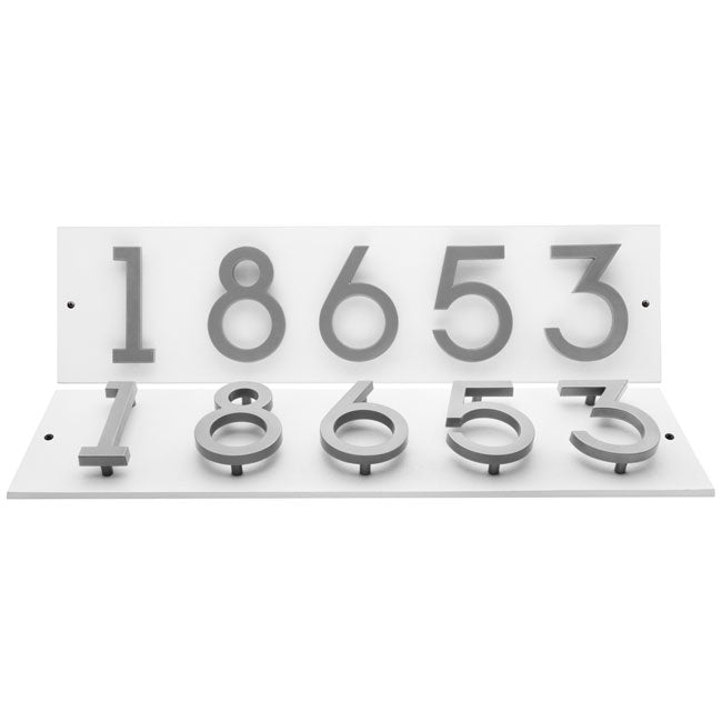 Whitehall Stand-Off Horizontal Sign, White/Silver, 5 Digits
