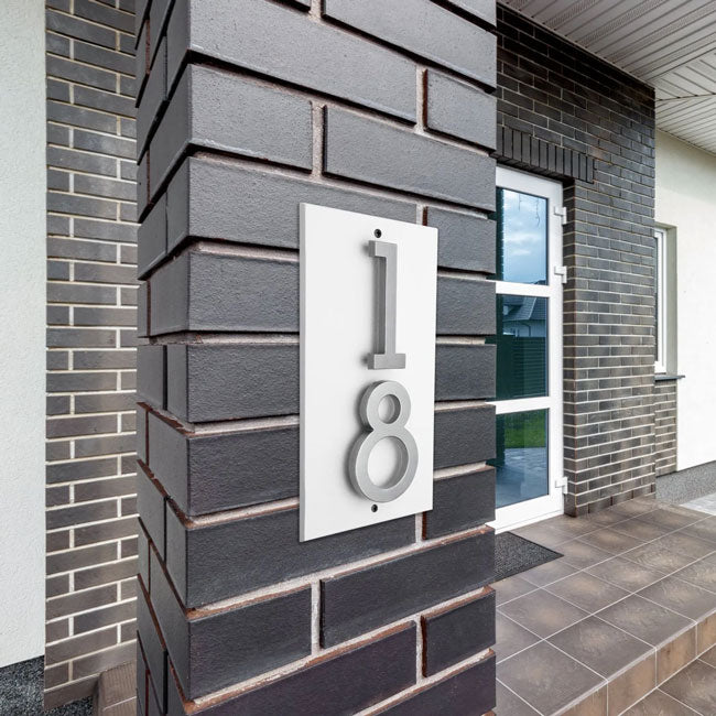 Whitehall Stand-Off Vertical Sign, White/Silver, 2 Digits