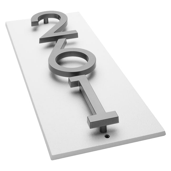 Whitehall Stand-Off Vertical Sign, White/Silver, 3 Digits