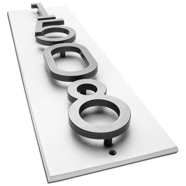 Whitehall Stand-Off Vertical Sign, White/Silver, 4 Digits