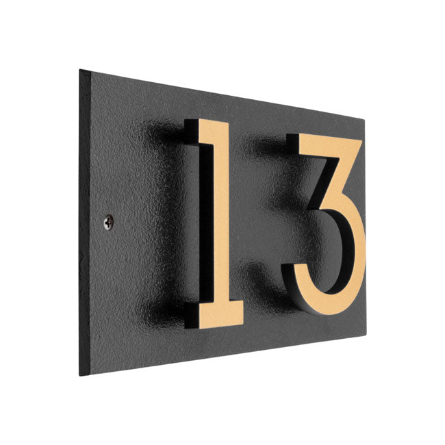 Whitehall Floating Horizontal Sign, Blk/Blk/Gold, 2 Digits