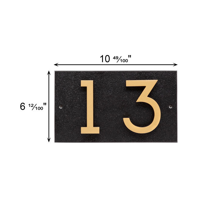 Whitehall Floating Horizontal Sign, Blk/Blk/Gold, 2 Digits