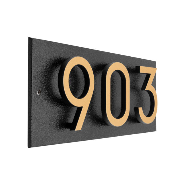 Whitehall Floating Horizontal Sign, Blk/Blk/Gold, 3 Digits