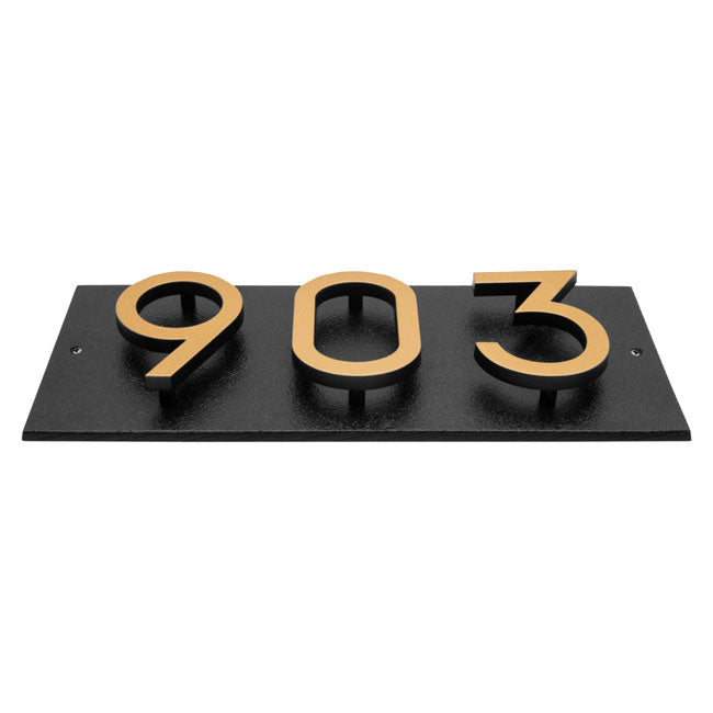 Whitehall Floating Horizontal Sign, Blk/Blk/Gold, 3 Digits