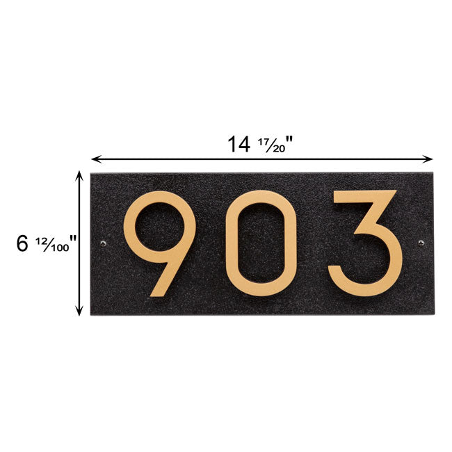 Whitehall Floating Horizontal Sign, Blk/Blk/Gold, 3 Digits