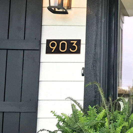 Whitehall Floating Horizontal Sign, Blk/Blk/Gold, 3 Digits