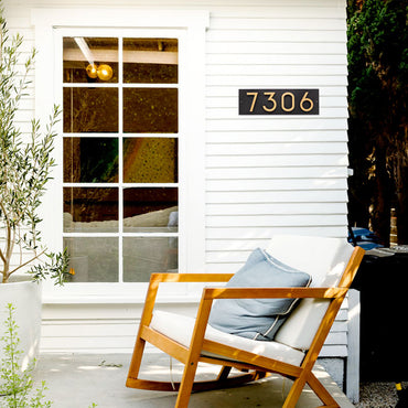 Whitehall Floating Horizontal Sign, Blk/Blk/Gold, 4 Digits