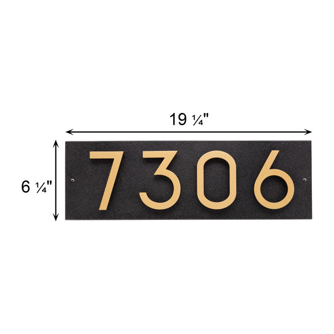 Whitehall Floating Horizontal Sign, Blk/Blk/Gold, 4 Digits