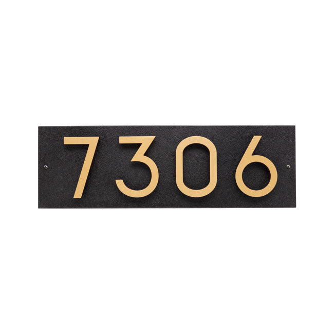 Whitehall Floating Horizontal Sign, Blk/Blk/Gold, 4 Digits