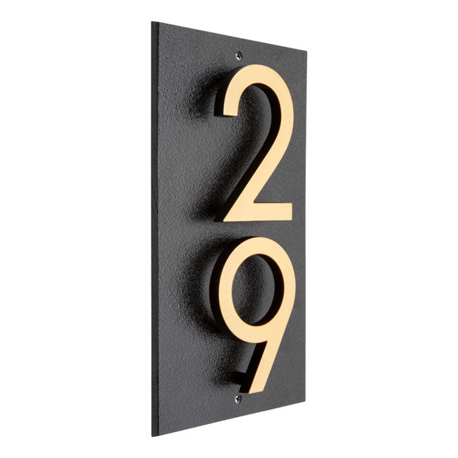 Whitehall Floating Vertical Sign, Blk/Blk/Gold, 2 Digits