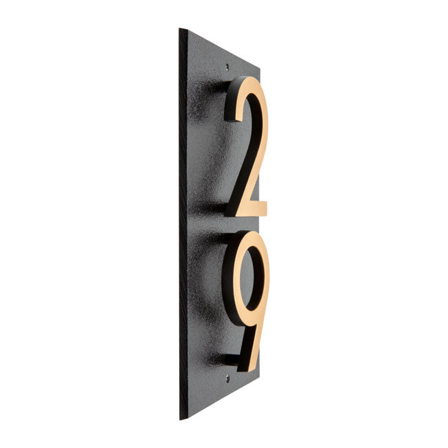 Whitehall Floating Vertical Sign, Blk/Blk/Gold, 2 Digits