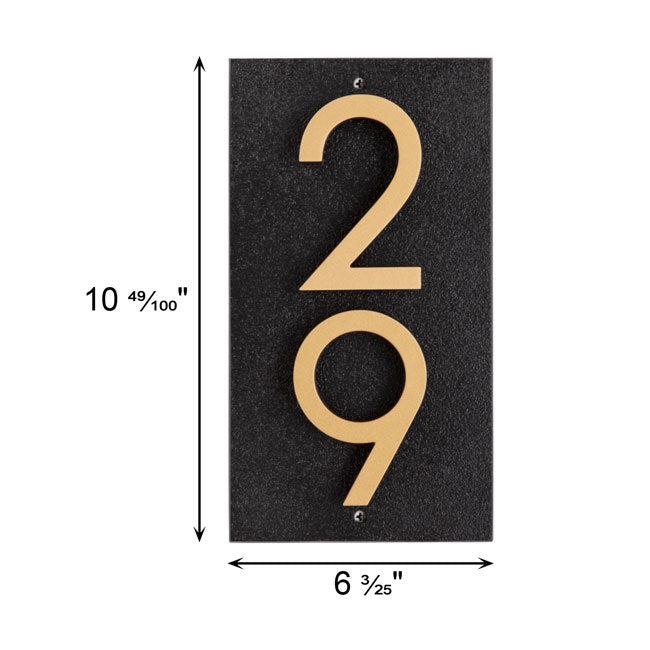 Whitehall Floating Vertical Sign, Blk/Blk/Gold, 2 Digits