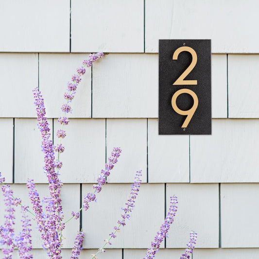 Whitehall Floating Vertical Sign, Blk/Blk/Gold, 2 Digits