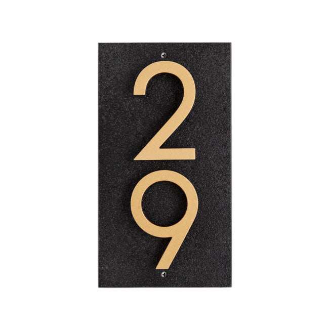 Whitehall Floating Vertical Sign, Blk/Blk/Gold, 2 Digits