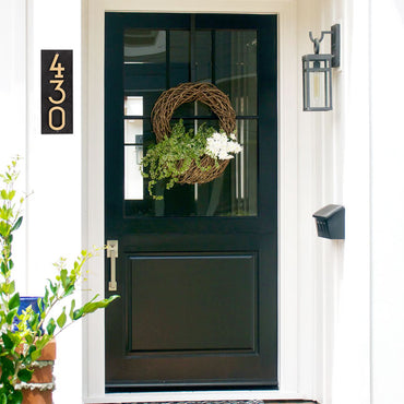 Whitehall Floating Vertical Sign, Blk/Blk/Gold, 3 Digits