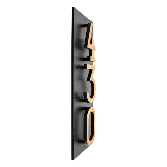 Whitehall Floating Vertical Sign, Blk/Blk/Gold, 3 Digits