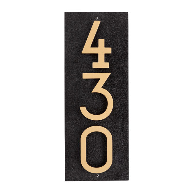 Whitehall Floating Vertical Sign, Blk/Blk/Gold, 3 Digits