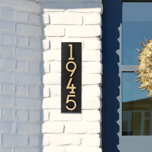 Whitehall Floating Vertical Sign, Black/Gold, 4 Digits