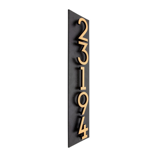 Whitehall Floating Vertical Sign, Blk/Blk/Gold, 5 Digits