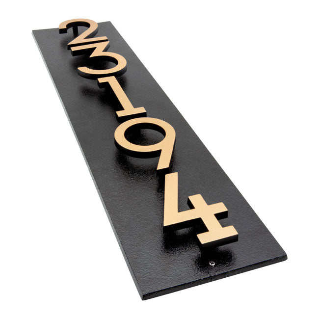 Whitehall Floating Vertical Sign, Blk/Blk/Gold, 5 Digits