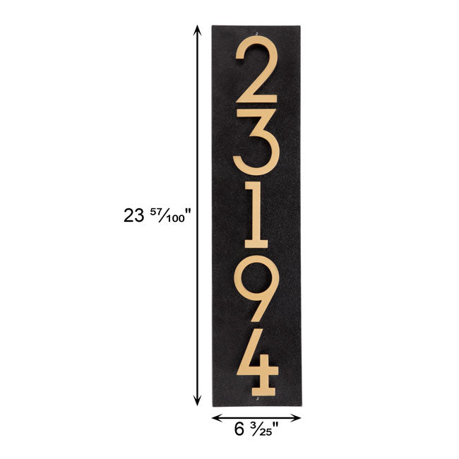 Whitehall Floating Vertical Sign, Blk/Blk/Gold, 5 Digits