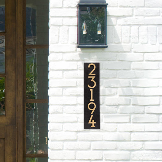 Whitehall Floating Vertical Sign, Blk/Blk/Gold, 5 Digits