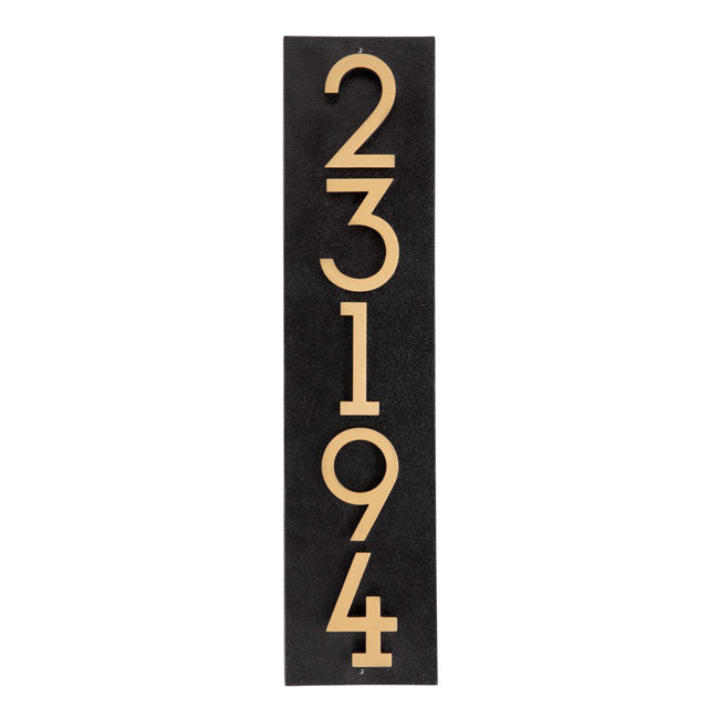 Whitehall Floating Vertical Sign, Blk/Blk/Gold, 5 Digits