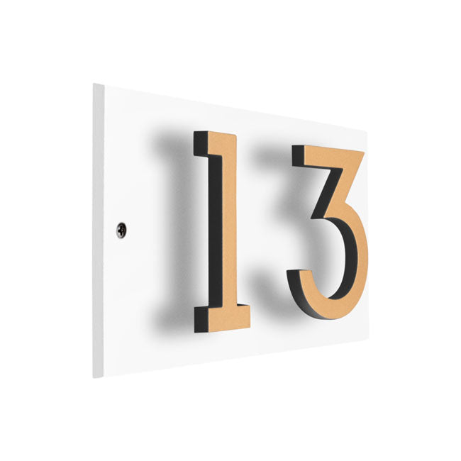 Whitehall Floating Horizontal Sign, White/Gold/Blk, 2 Digits
