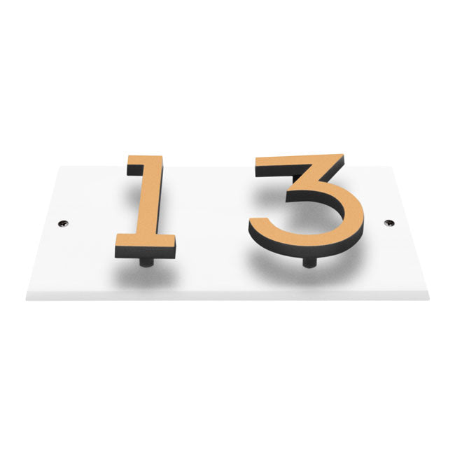 Whitehall Floating Horizontal Sign, White/Gold/Blk, 2 Digits