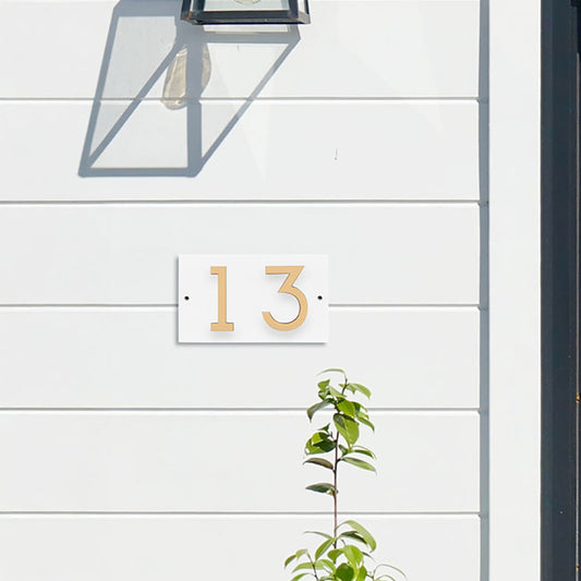 Whitehall Floating Horizontal Sign, White/Gold/Blk, 2 Digits