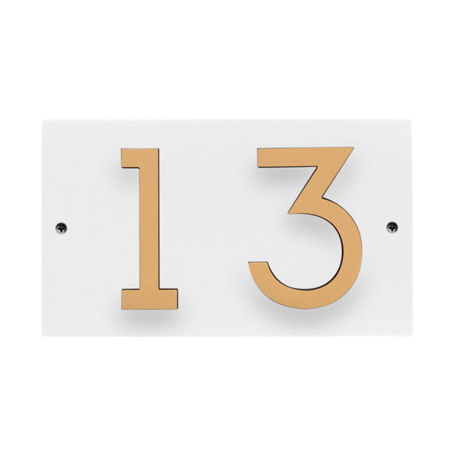 Whitehall Floating Horizontal Sign, White/Gold/Blk, 2 Digits